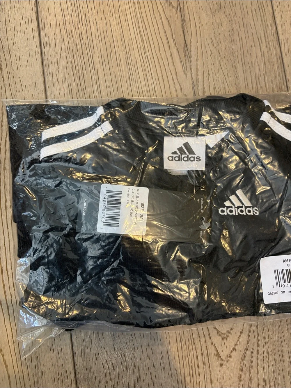 adidas Black and White Three-Stripe Tracksuit Set